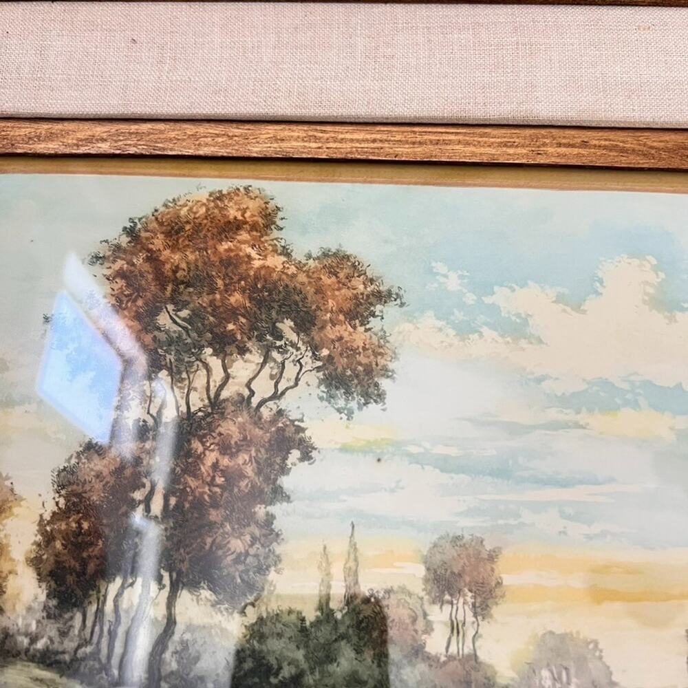 Vintage Collectable Landscape Lithograph Print Framed 19x17" By L Benard - Picture 4 of 16